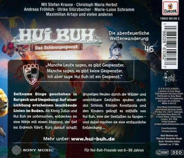 Rückseite einer DVD-Hülle mit dem Titel „Hui Buh Das Schlossgespenst“. Enthält Text, Logos und einen Barcode.