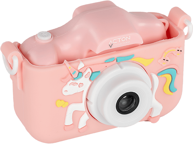 ACTON Full HD Silikon Kılıflı Çocuk Dijital Fotoğraf Makinesi (Unicorn) Pembe