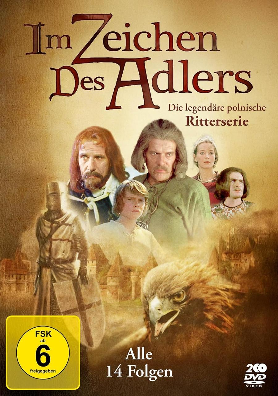 Filmplakat mit Rittern, einem Adler und dem Titel "Im Zeichen des Adlers".