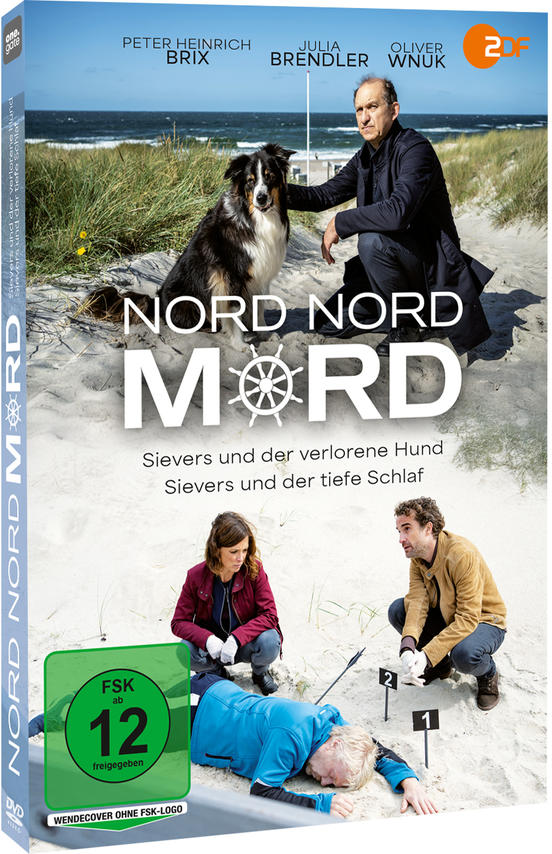 DVD-Cover von Nord Nord Mord. Enthält Schauspieler, Hund, Strandszene und Text.