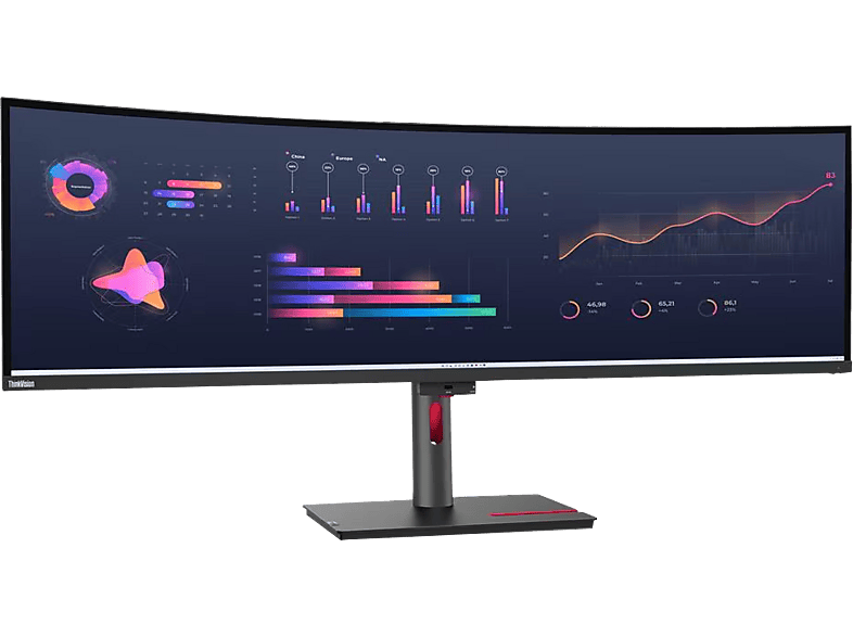 LENOVO ThinkVision P49w-30 49 Zoll Monitor for Business, DQHD, 6 ms Reaktionszeit, 350 cd/m², 60 Hz, Schwarz