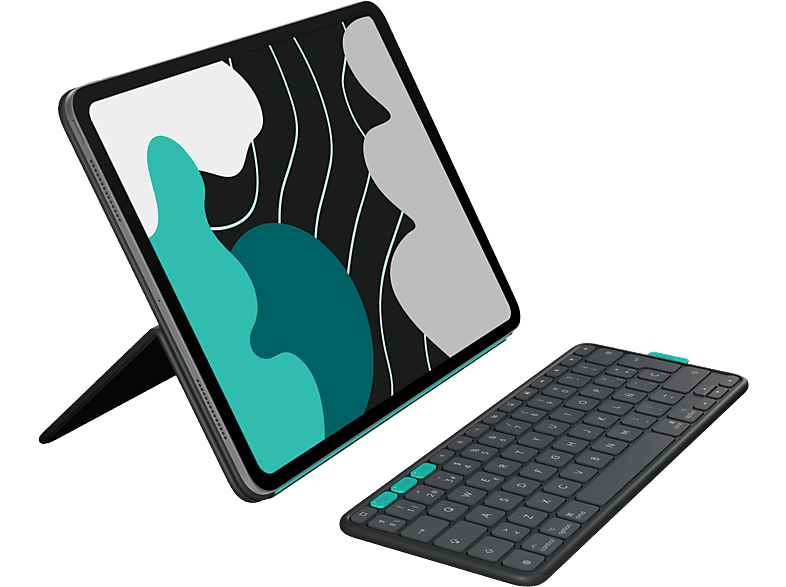 Logitech Flip Folio, iPad Pro-Air 13, Teclado extraíble, Multidispositivo, Soporte ajustable, Bluetooth, Accesos directos, Negro