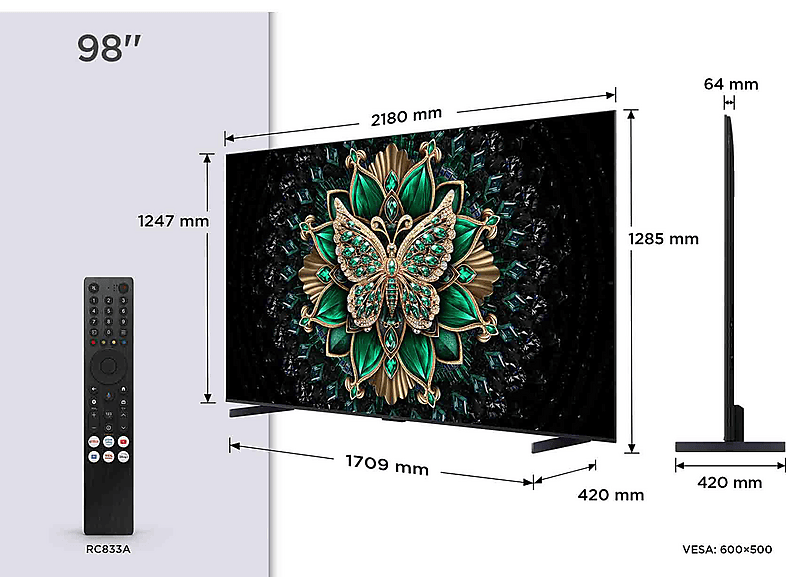 Thumbnail - TCL 98C6K QD-Mini LED TV (Flat, 98 Zoll / 249 cm, HDR 4K, SMART TV)