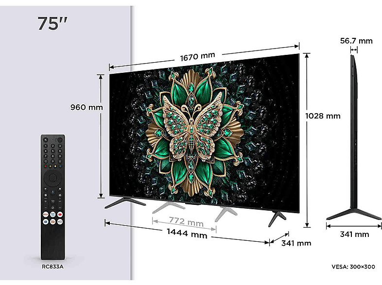 Thumbnail - TCL 75C6K QD-Mini LED TV (Flat, 75 Zoll / 191 cm, HDR 4K, SMART TV)