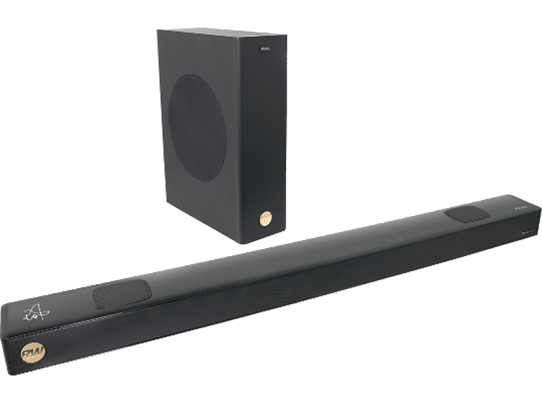 Barra de sonido - PEAQ PEB 512-RW, Bluetooth, Inalámbrico, 200W, Subwoofer, Dolby Atmos, Edición Robbie Williams, Negro