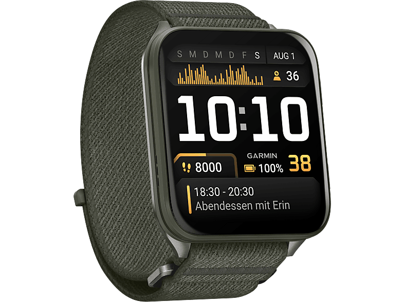 GARMIN Venu® X1 Smartwatch Faserverstärktes Polymer mit Gehäuserückseite aus Titan Nylon, 126 - 250 mm, Moosgrün