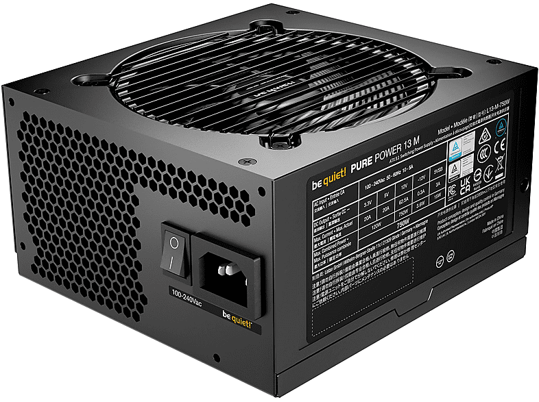 BE QUIET BP026EU Pure Power 13 M PC Netzteil, 750 Watt, ATX 3.1, 80 PLUS® Gold, 120mm Lüfter, Schwarz — Foto 2 von 3