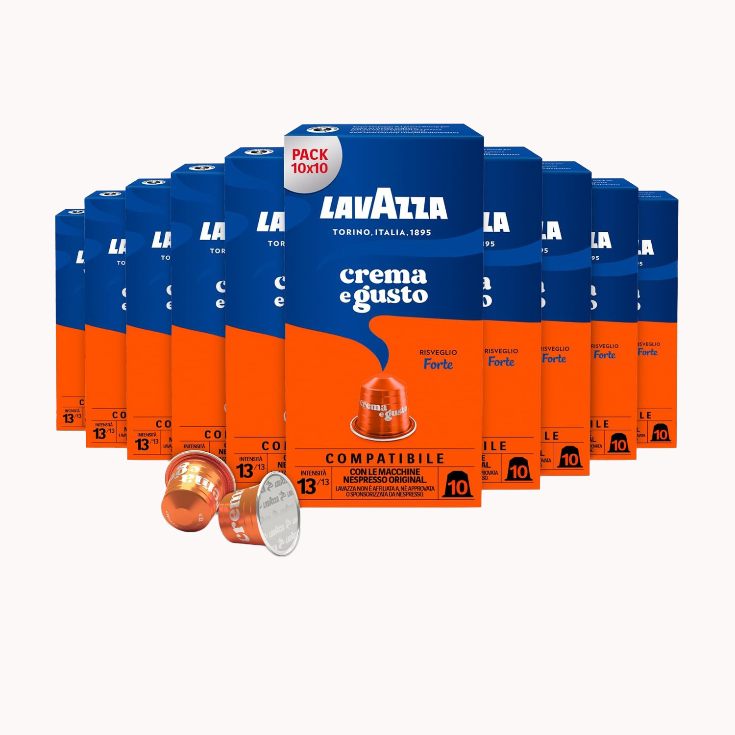 LAVAZZA Caffè in capsule C&G FORTE 100CAPS ALLUMIN, Compatibili Nespresso, 0,05 kg