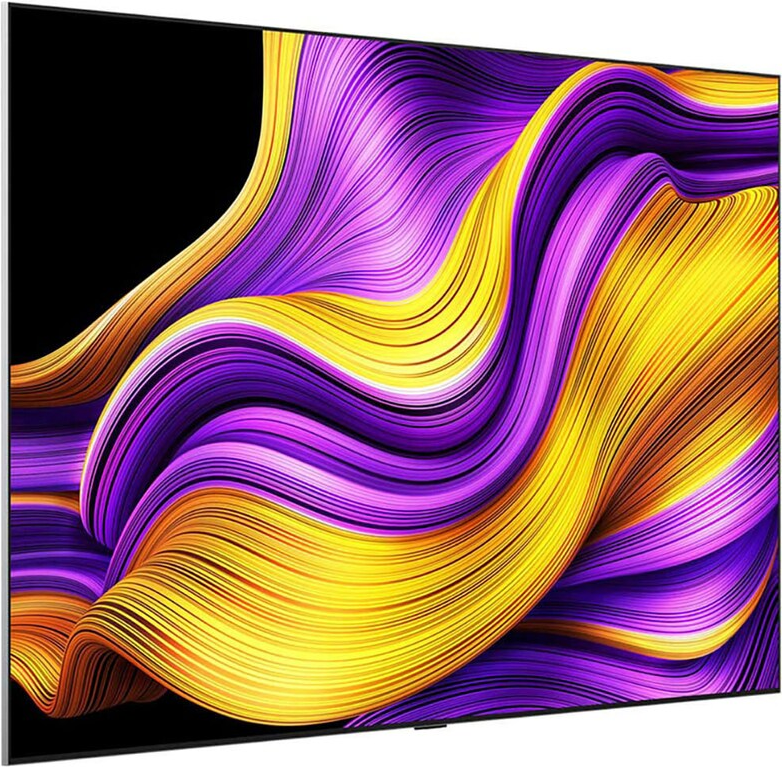 Image abstraite avec des lignes ondulées jaunes, violettes et oranges sur fond noir. Ressemble à un tissu fluide.