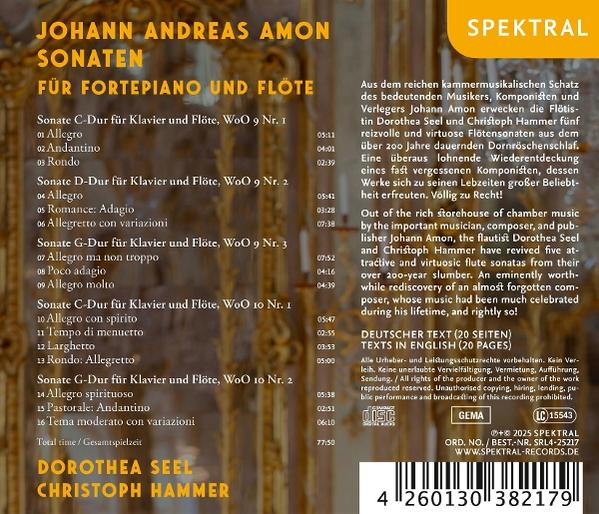 CD-Cover mit Text: Johann Andreas Amon Sonaten. Mit Dorothea Seel und Christoph Hammer.