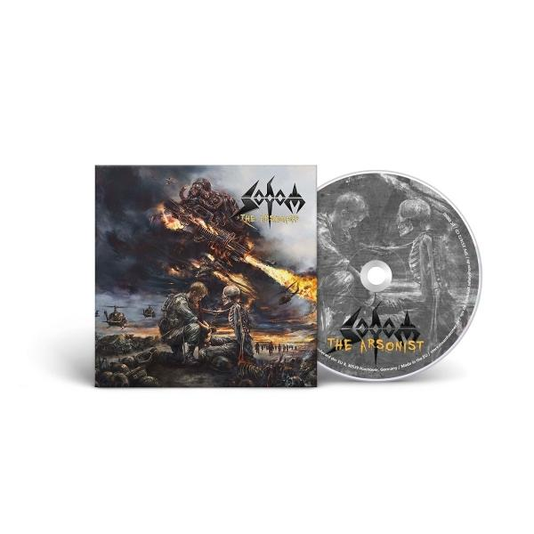 Albumhoes en CD. Hoes toont oorlogsscène met soldaten en skeletten. CD heeft skeletfiguren. Beide hebben bandlogo en titel.