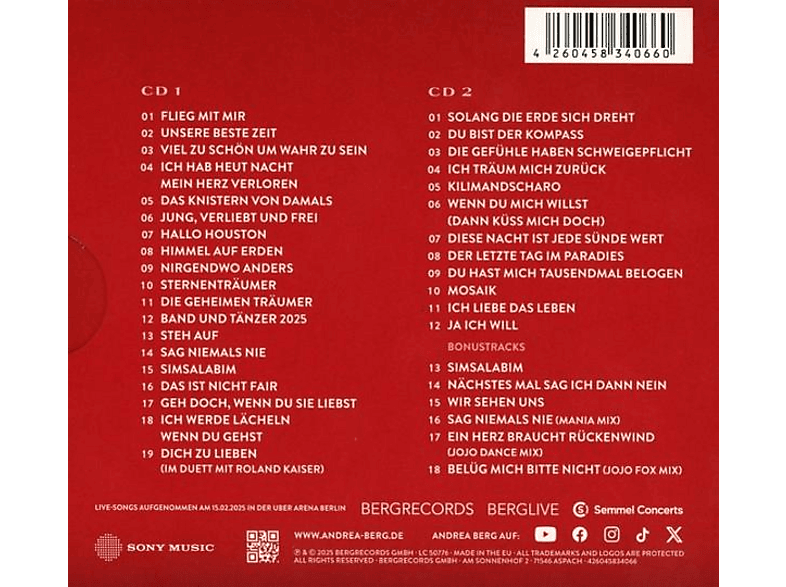 Thumbnail - Andrea Berg - Live Die Tournee 2025 (CD)