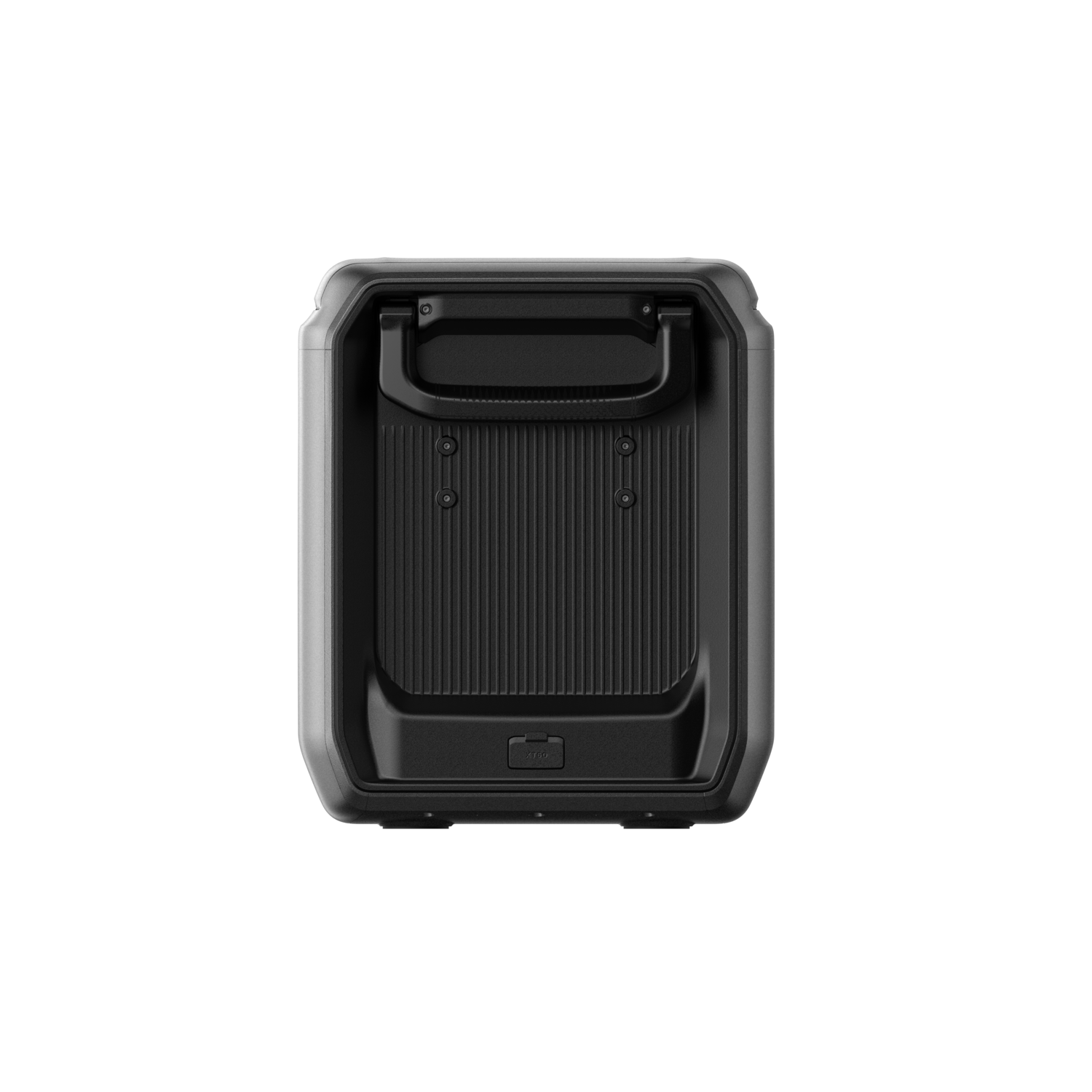 A black, rectangular device with a handle at the top. It has a ribbed interior and a silver border, set against a black background.