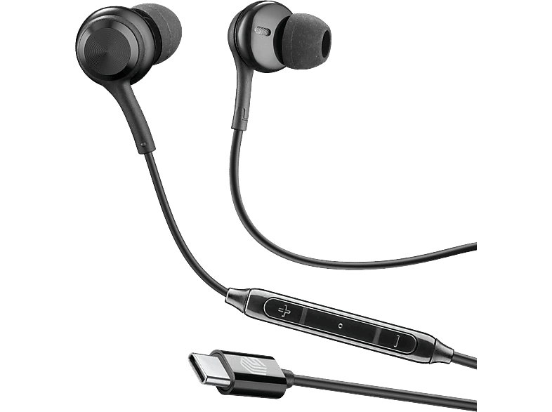 Auriculares - Music Sound IN EAR, De cable, Tipo C, Escucha inmersiva, Detalles metálicos, Negro