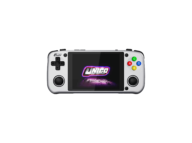 Consola retro portátil – Unico Pocket NeoGeo Gray, 4″ LCD IPS, 40 juegos, 2 altavoces, USB-C, Gris