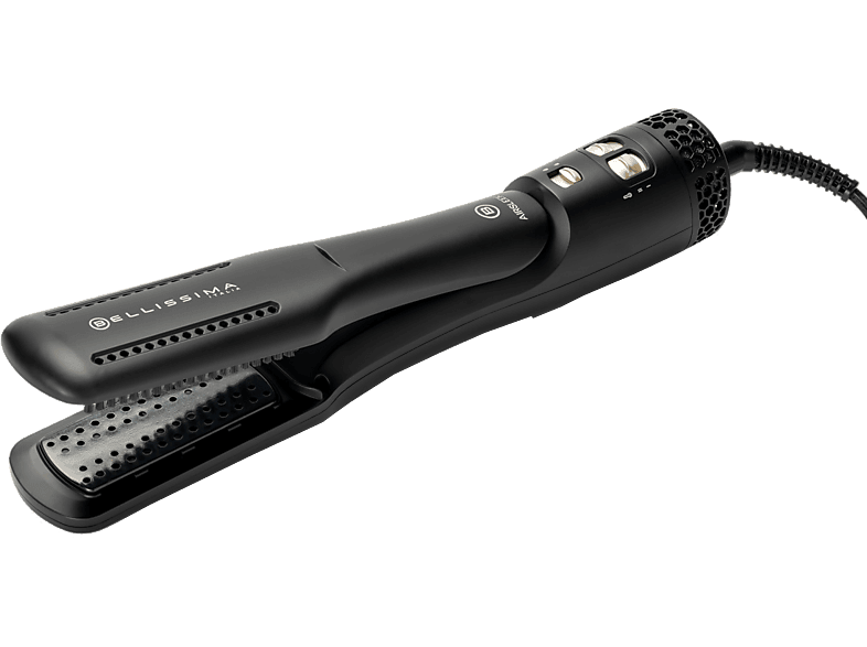 Plancha Secador - Bellissima 2 en 1 Airsleek®, Revestimiento de Cerámica y Queratina, 640W, Velocidades, Temperaturas, Negro, Oro