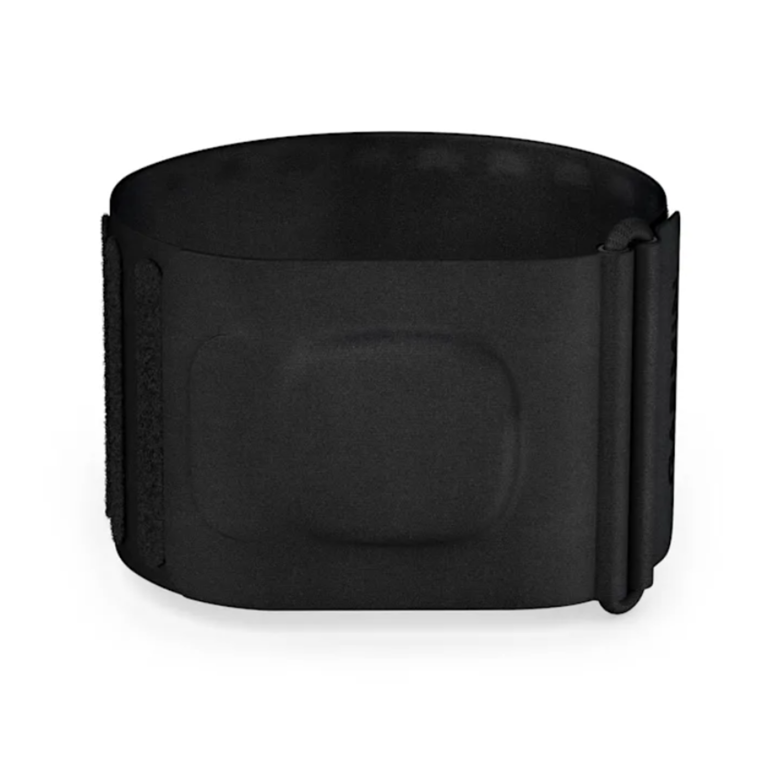A black, cylindrical device with a rectangular pad. It has a velcro strap. The background is white.