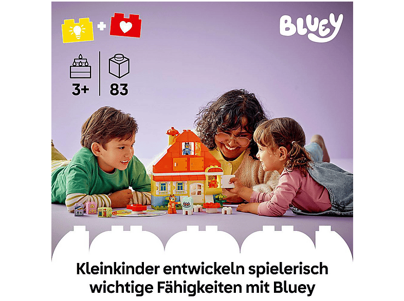 LEGO DUPLO Bluey 10459 Blueys Familienhaus mit Memory-Spiel Bausatz, Mehrfarbig