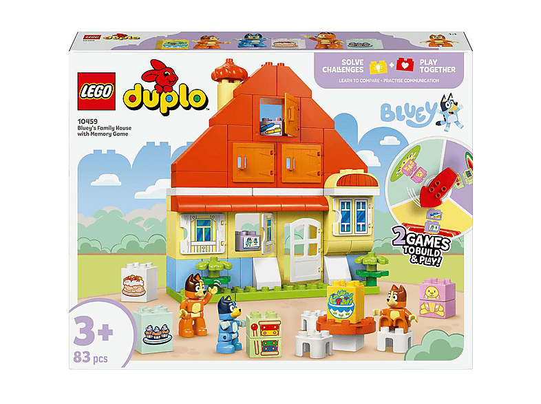 LEGO DUPLO Bluey 10459 Blueys Familienhaus mit Memory-Spiel Bausatz, Mehrfarbig