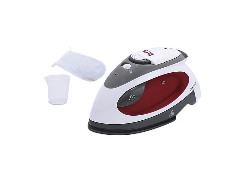 Plancha de vapor - Alfa Coquet, 40 g/min, Capacidad del depósito 80 ml, Potencia 1100W, Suela cerámica antiadherente, Blanco