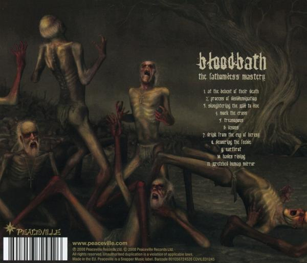 Albumcover zeigt abgemagerte Figuren in dunkler Umgebung. Die Figuren sind in Not. Der Albumtitel lautet 'Bloodbath'.