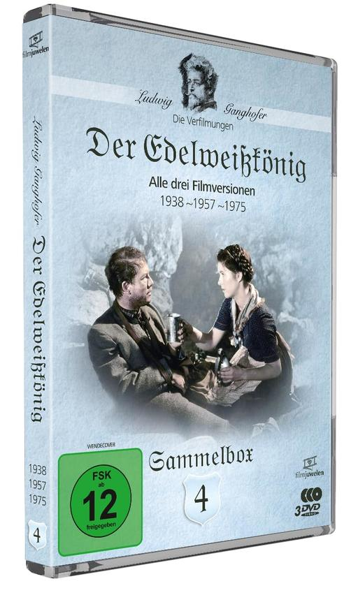 DVD-Hülle von "Der Edelweißkönig" mit Szenenbild und FSK-Siegel.