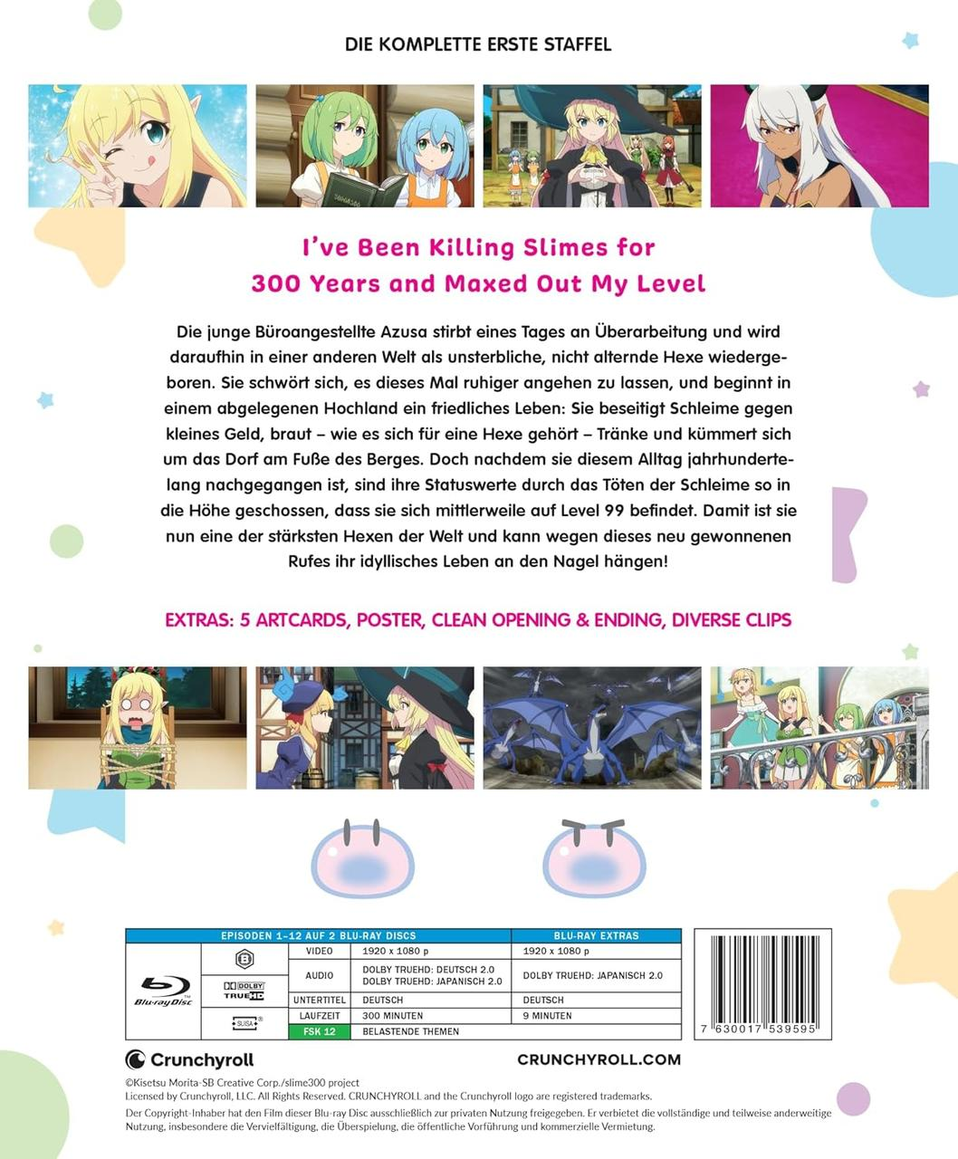 Cover-Art für 'I've Been Killing Slimes for 300 Years and Maxed Out My Level'. Zeigt Anime-Charaktere und Text.