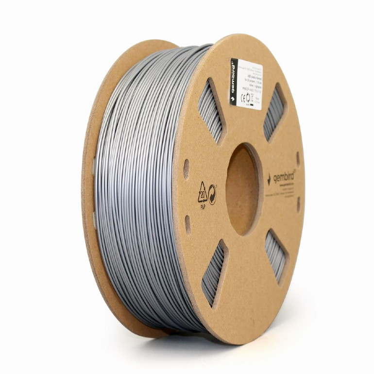 GEMBIRD ABS filament szál 3D nyomtatóhoz, 1,75 mm, 1 kg, ezüst (3DP-ABS1.75-01-S)