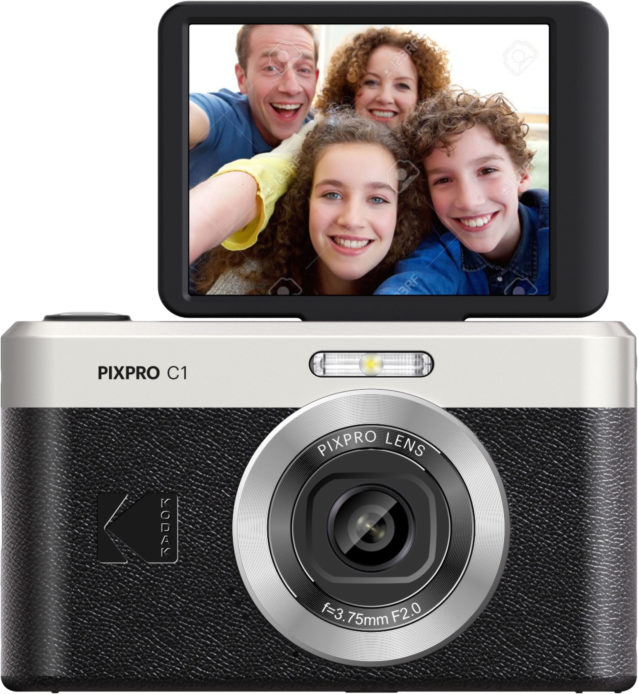 KODAK Pixpro C1 kompakt digitális fényképezőgép, kihajtható kijelzővel, fekete