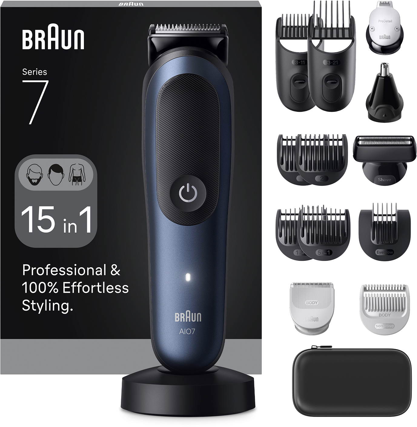 BRAUN AIO7580 Series 7 All-in-One Formázókészlet - Tetőtől Talpig, Trimmer 15 az 1-ben