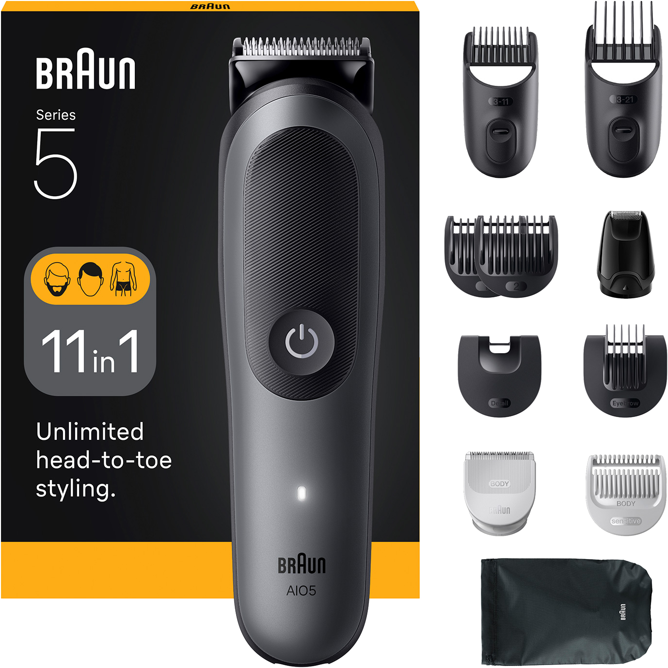BRAUN AIO5560 Series 5 All-in-One Formázókészlet - Tetőtől Talpig, Trimmer 11 az 1-ben