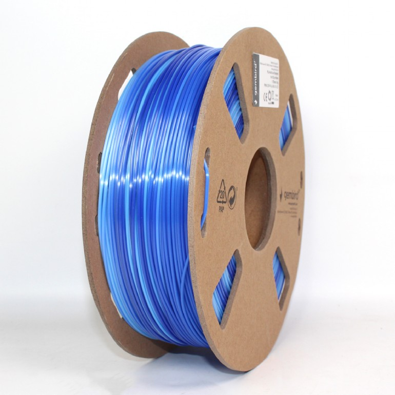 GEMBIRD PLA filament szál 3D nyomtatóhoz, 1,75 mm, 1 kg, selyemfényű jégkék-sötétkék (3DP-PLA-SK-01-ICE)