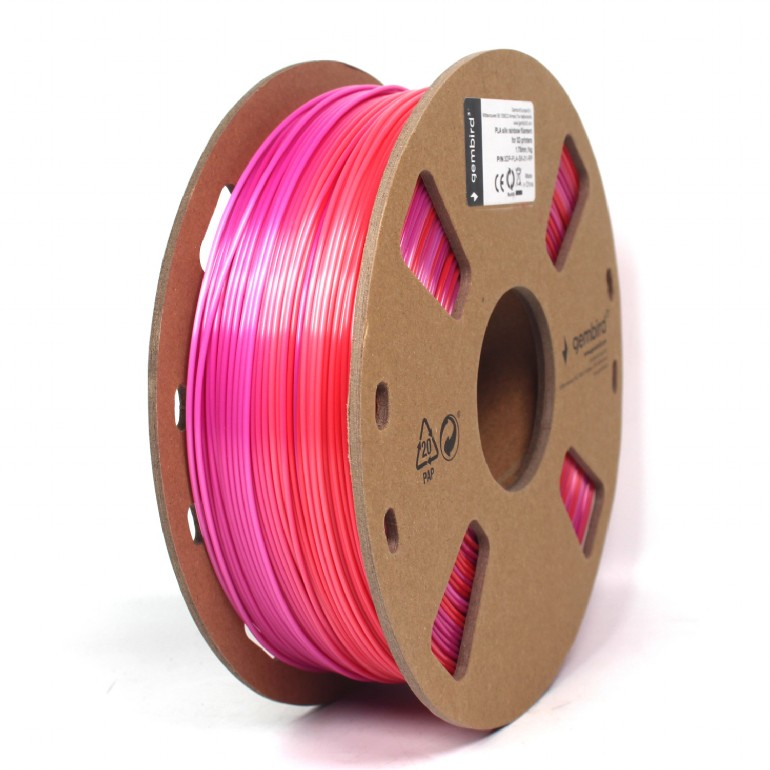 GEMBIRD PLA filament szál 3D nyomtatóhoz, 1,75 mm, 1 kg, selyemfényű piros-lila (3DP-PLA-SK-01-RP)