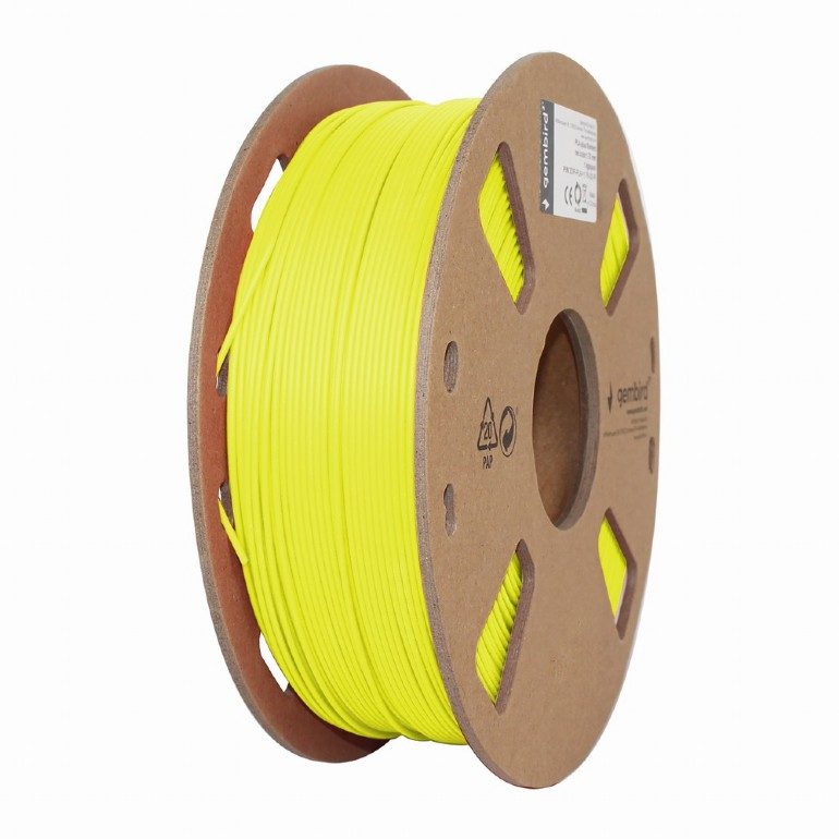 GEMBIRD PLA filament szál 3D nyomtatóhoz, 1,75 mm, 1 kg, fluoreszkáló sárga (3DP-PLA1.75-01-FY)
