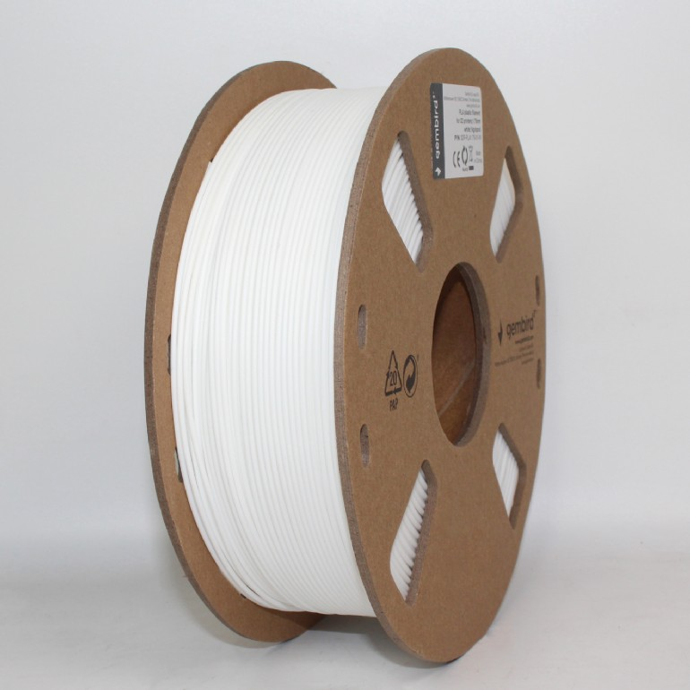 GEMBIRD PLA filament szál 3D nyomtatóhoz, 1,75 mm, 1 kg, fehér (3DP-PLA1.75-01-W)