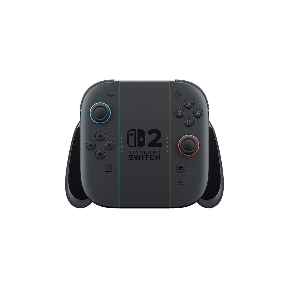 Siyah bir Nintendo Switch kontrolcüsü. Ön tarafında düğmeler, bir joystick ve bir Nintendo Switch logosu var.