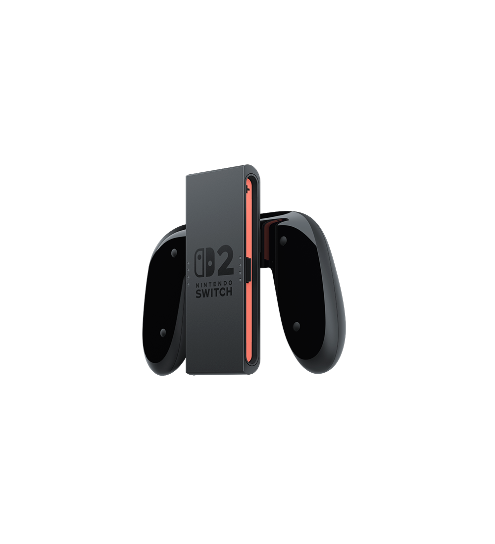 Her iki yanında siyah kontrolcüler bulunan Nintendo Switch konsolu. Ekran, Nintendo Switch logosu ile koyu gridir.