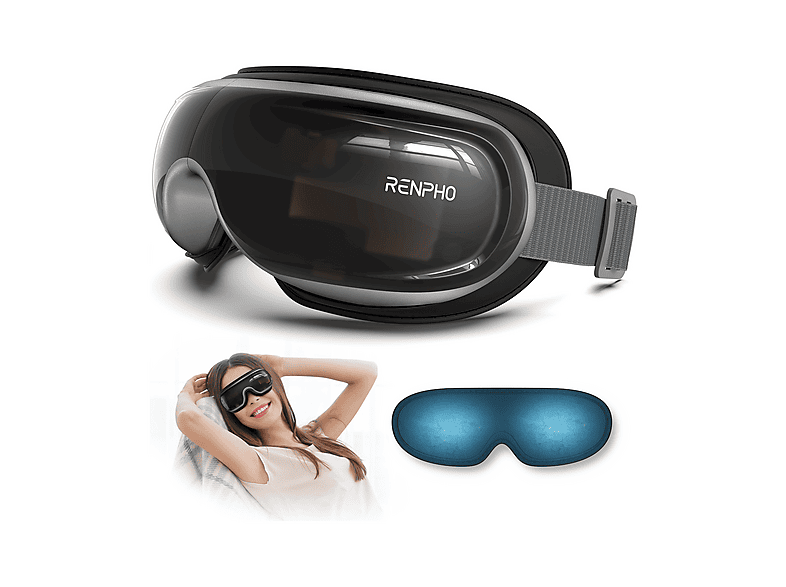 VEVOR Massaggiatore per Gli Occhi, Pieghevole a 180° Maschera per Massaggio degli Occhi Riscaldata, con 5 Modalità, Musica Bluetooth, con Calore e Telecomando, per Affaticamento degli Occhi, Nero
