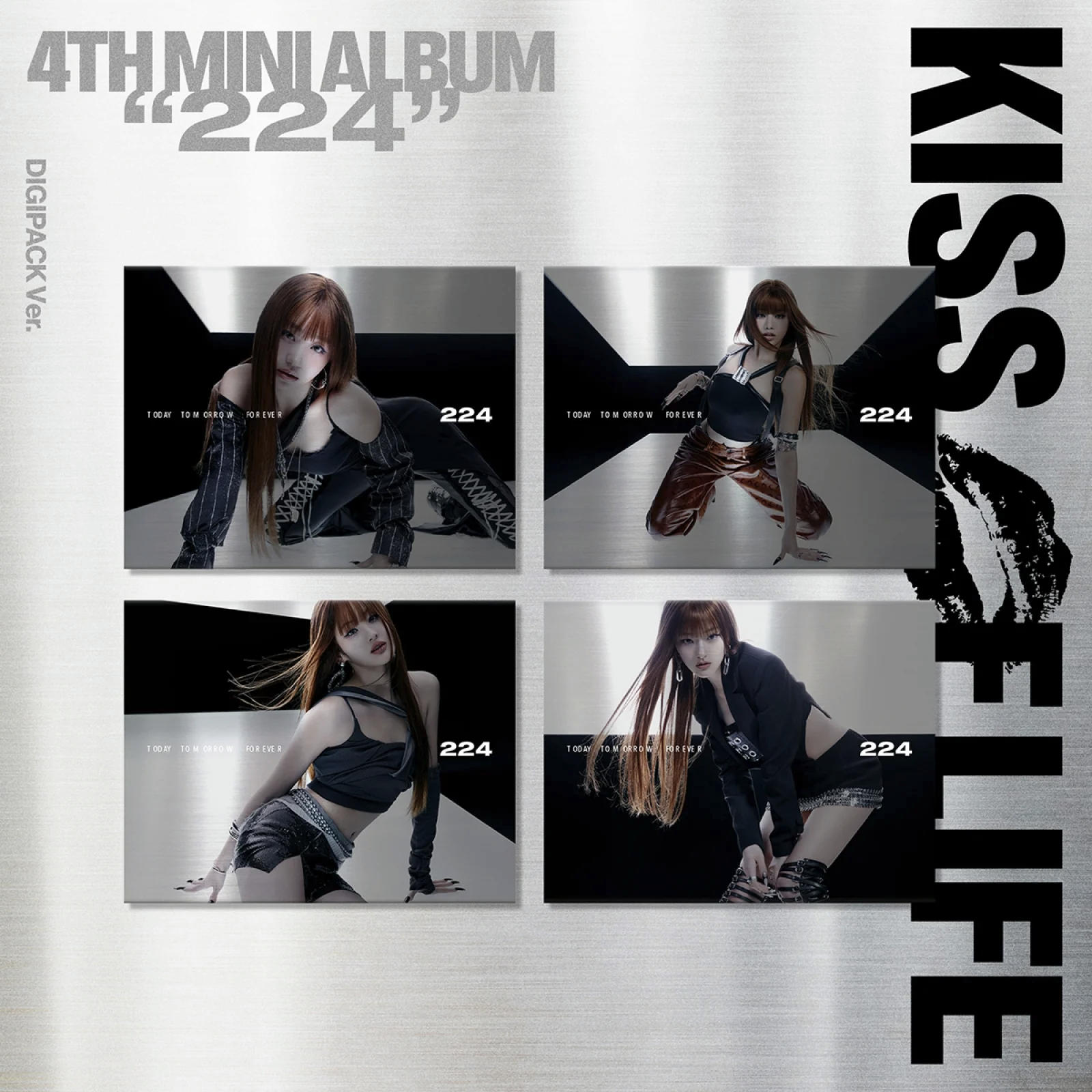 Albumcover mit vier Panels, die eine Frau in verschiedenen Posen zeigen. Text enthält Albumtitel und '224'.