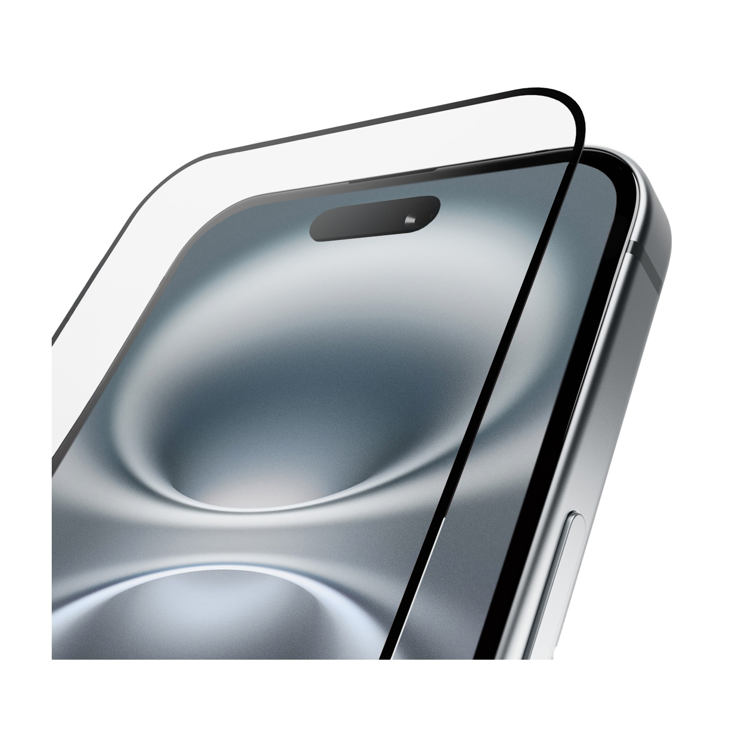 Uno smartphone con una protezione per lo schermo applicata. Il telefono è argento e lo schermo mostra una sfumatura.