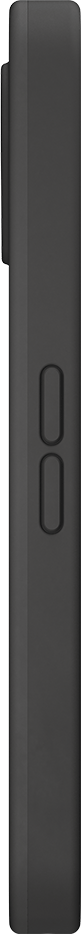 Vue latérale d'un smartphone gris foncé, avec deux boutons ovales et une caméra.