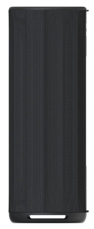 Wysoki, cylindryczny czarny głośnik. Powierzchnia ma wzór tekstury. Na dole znajduje się mały otwór.