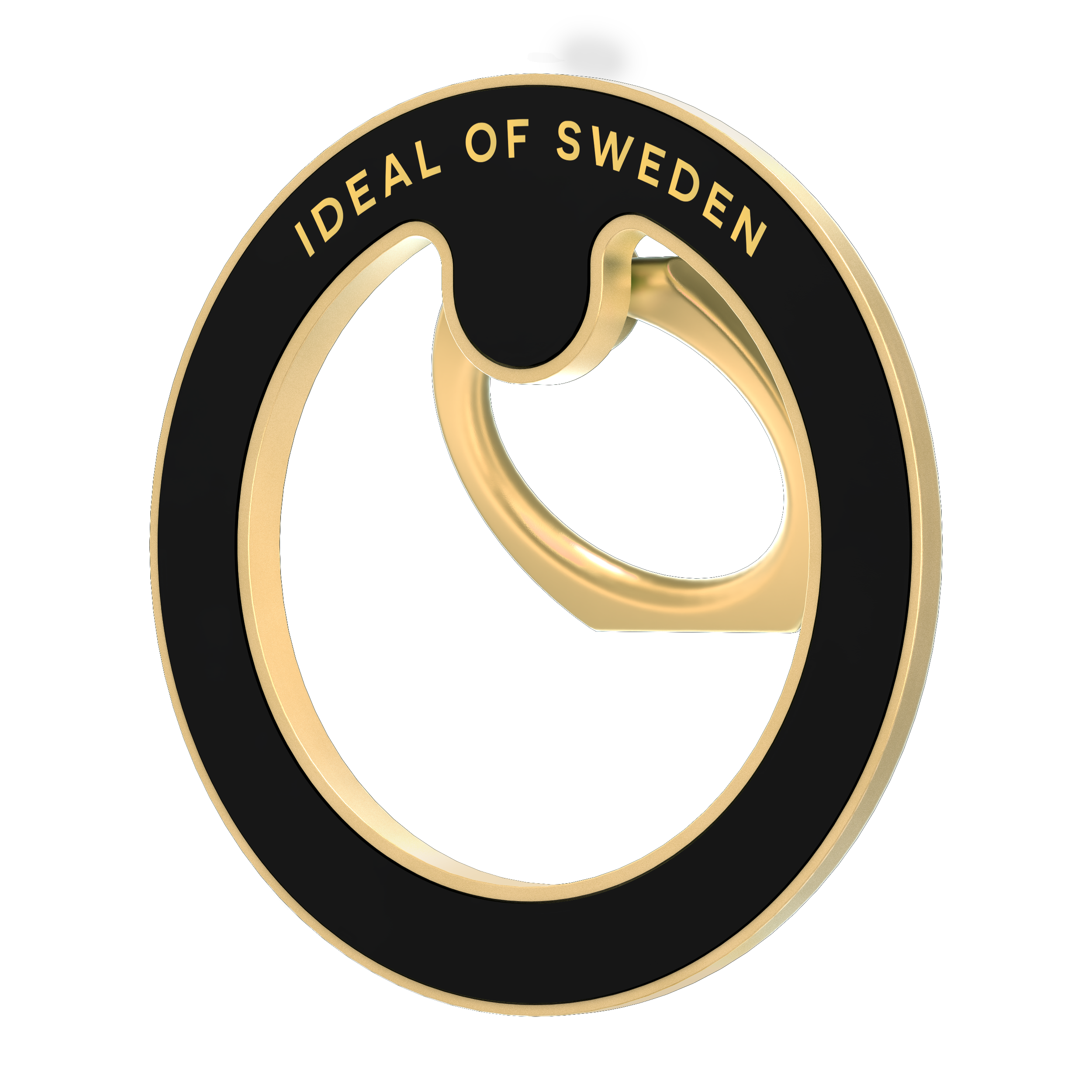 Logo von 'Ideal of Sweden'. Goldener Text auf einem schwarz-goldenen Emblem. Das Logo hat eine runde Form.
