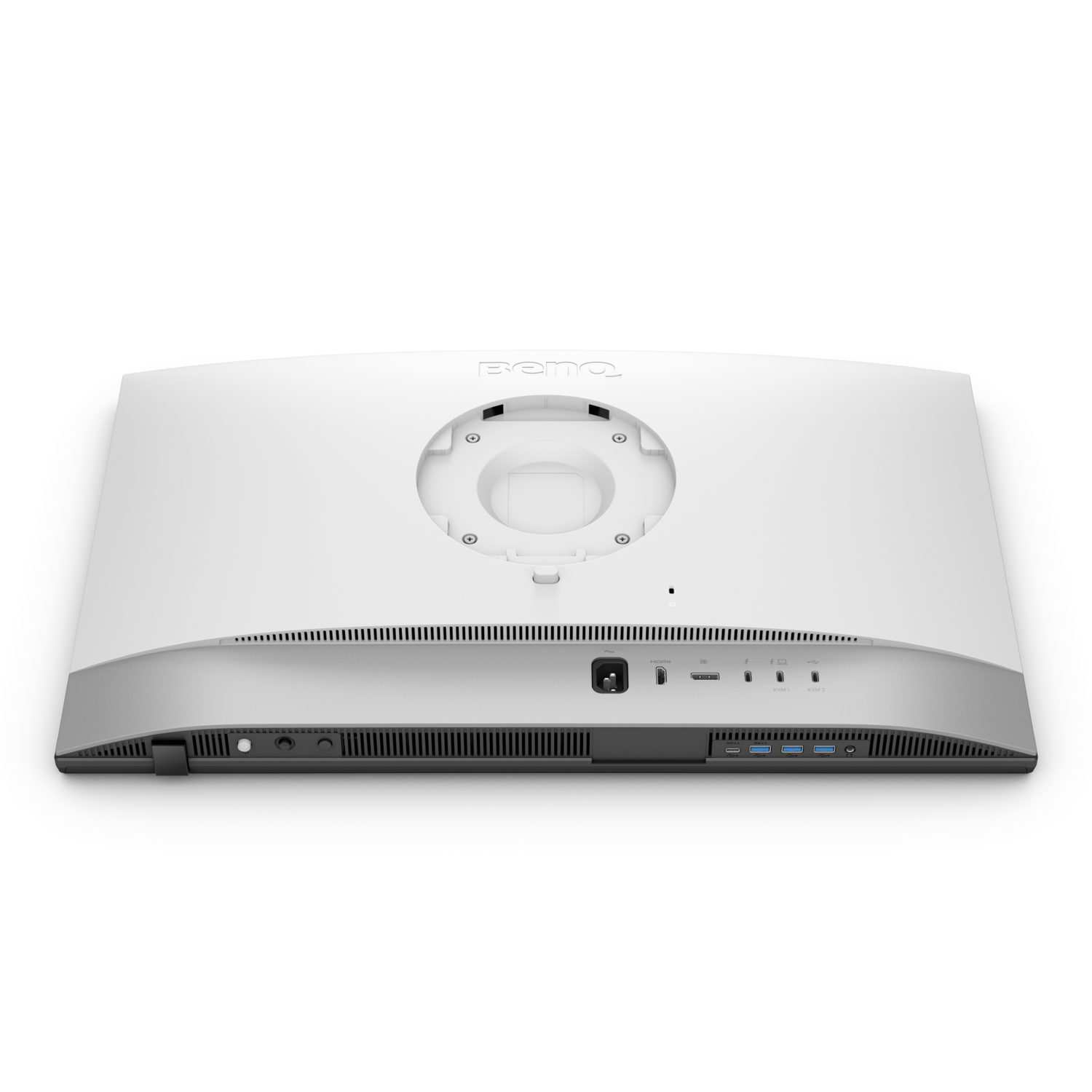 Back view of a white computer monitor. It has ports and a stand mount. The logo 'BenQ' is visible at the top.