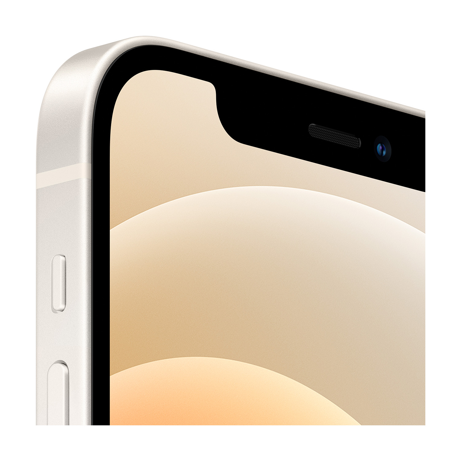 Primo piano dell'angolo di uno smartphone. Mostra il bordo con i pulsanti, uno schermo nero e un obiettivo.