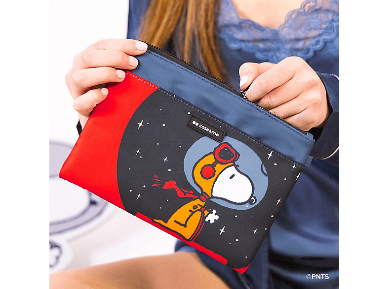 Torebka CASE&ME Peanuts Snoopy Astronauta ze smyczą i zamkiem błyskawicznym Czarno-czerwony – zdjęcie 3