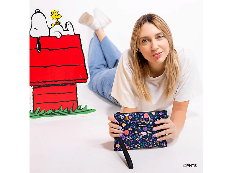 Torebka CASE&ME Peanuts Snoopy Flora ze smyczą i zamkiem błyskawicznym Wielokolorowy – zdjęcie 3