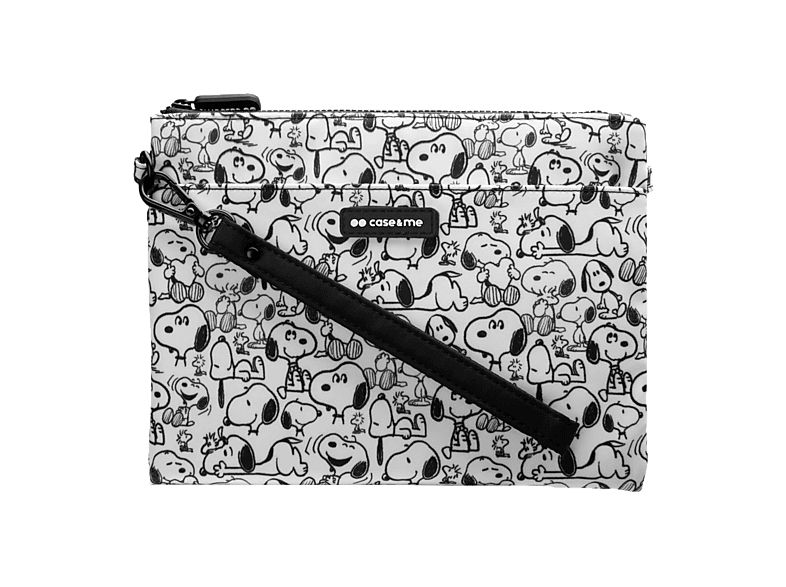 Torebka CASE&ME Peanuts Snoopy Better-Together ze smyczą i zamkiem błyskawicznym Biało-czarny