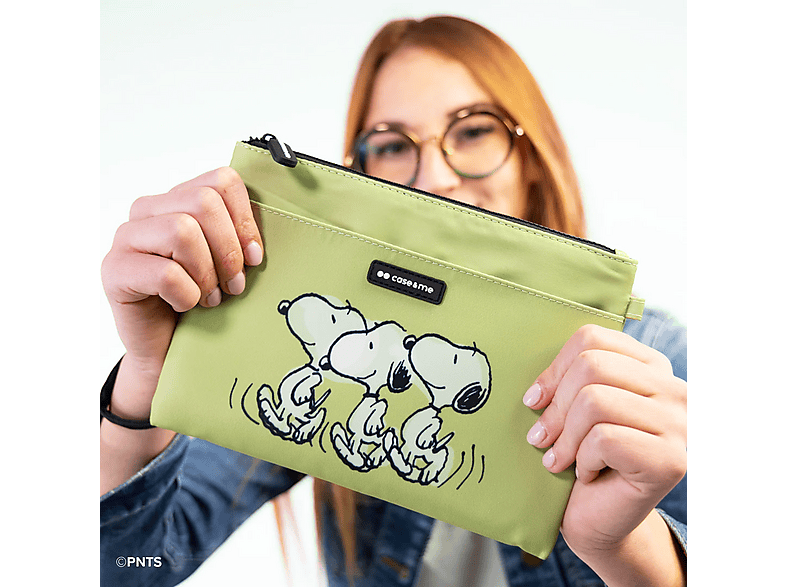 Torebka CASE&ME Peanuts Snoopy Daily Mood ze smyczą i zamkiem błyskawicznym Zielony – zdjęcie 2
