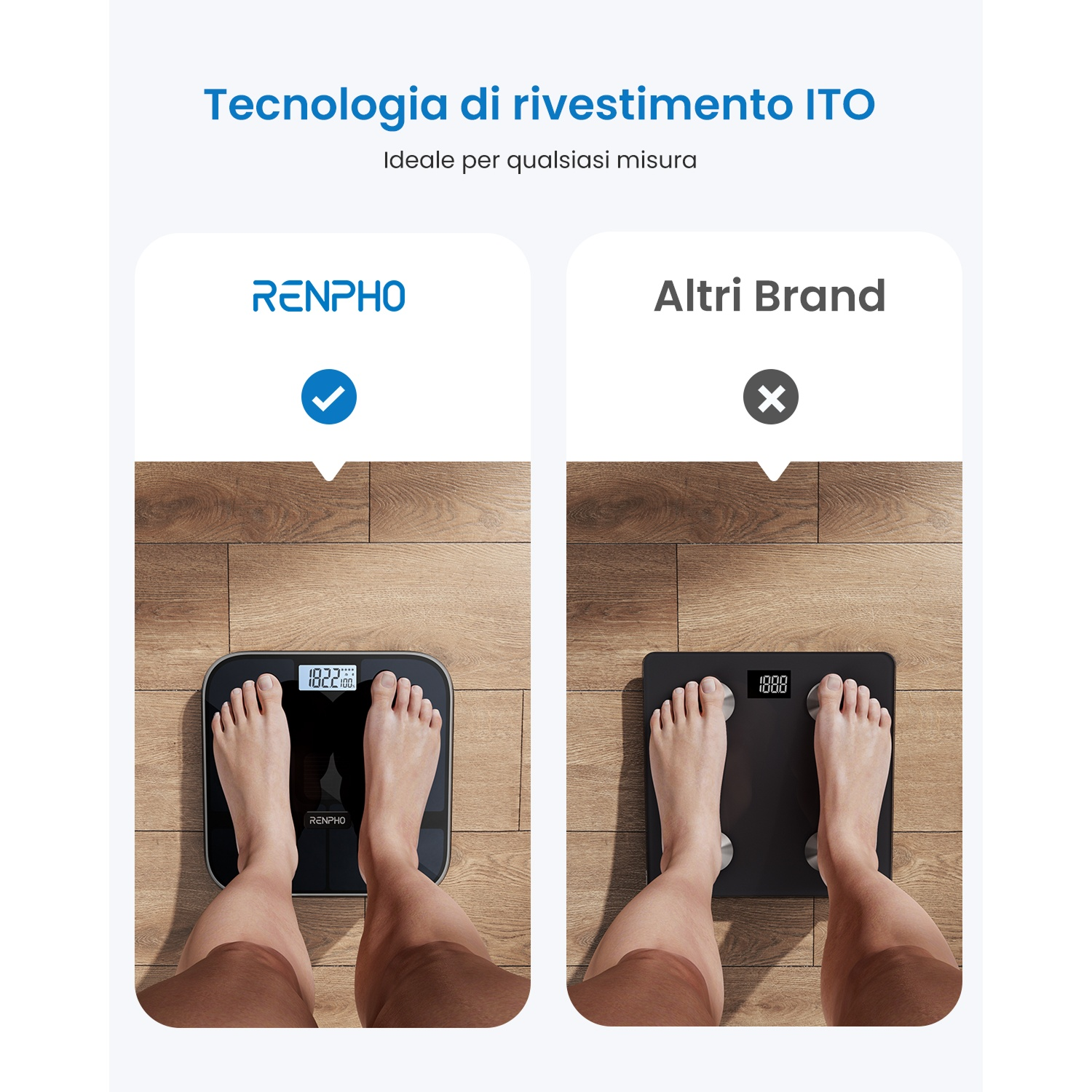 Bilancia pesapersone, elettronica, vetro, azzurro